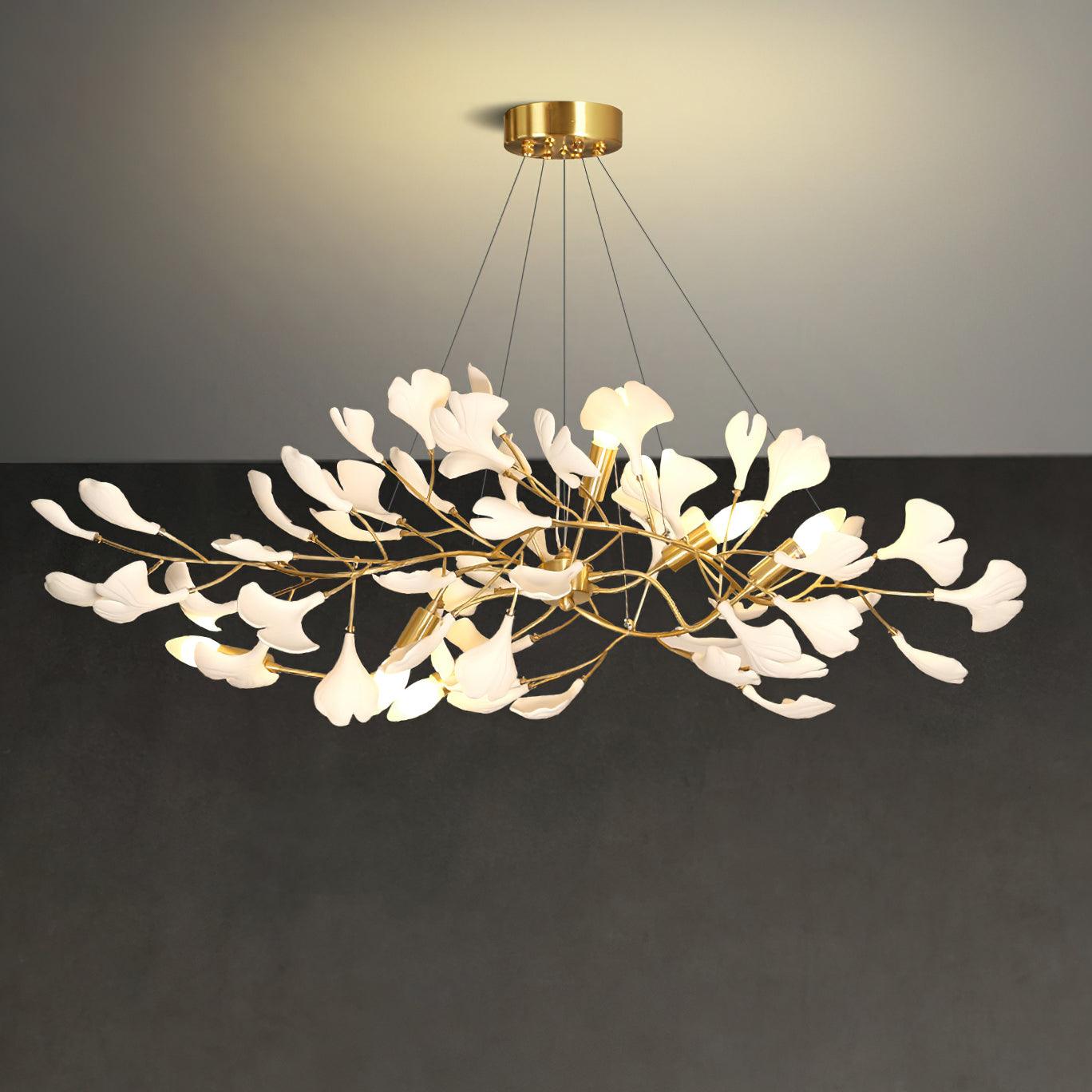 Gingko Bough Chandelier - Elegant Design with Adjustable Brightness