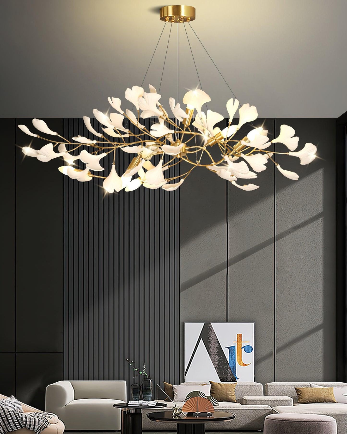 Gingko Bough Chandelier - Elegant Design with Adjustable Brightness