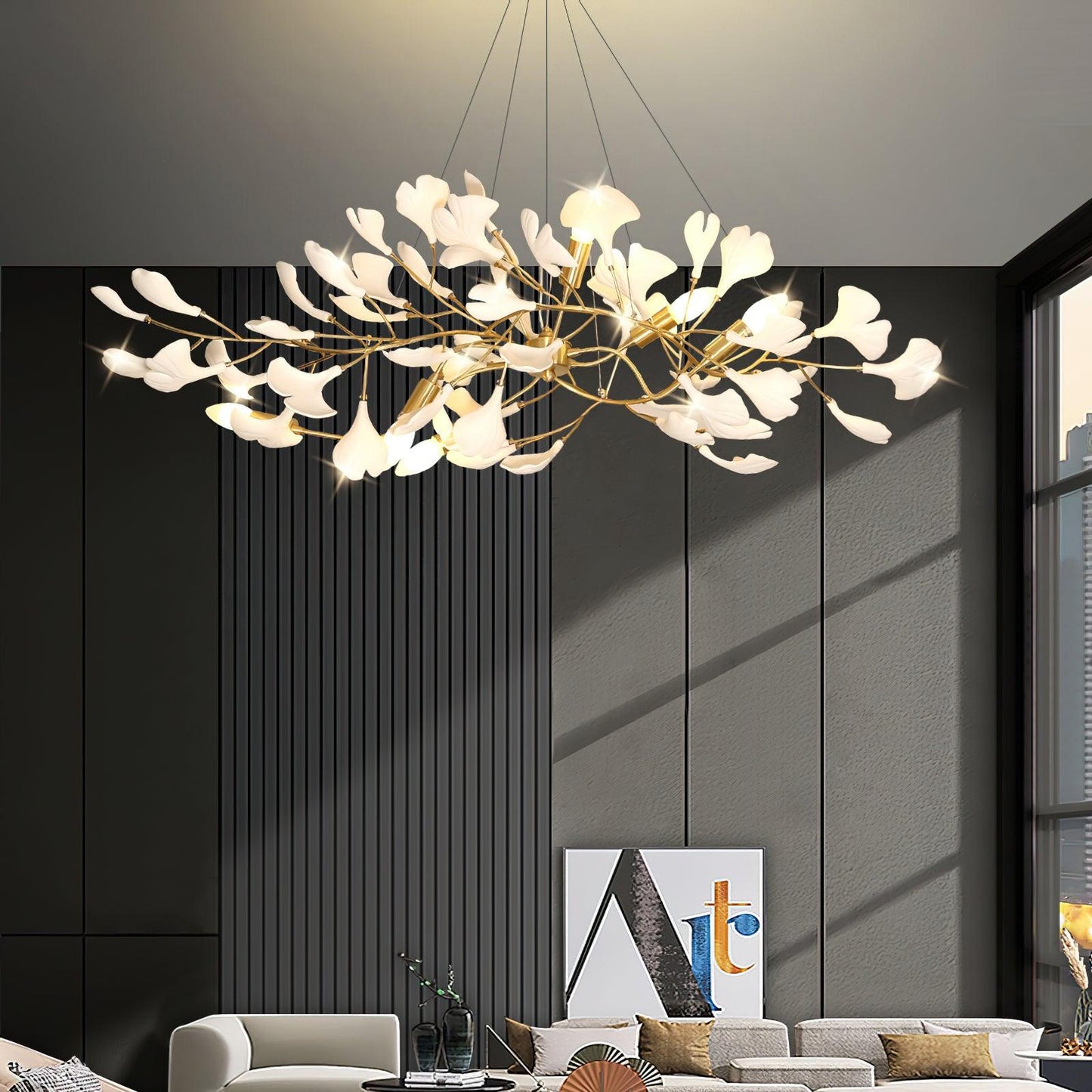 Gingko Bough Chandelier - Elegant Design with Adjustable Brightness