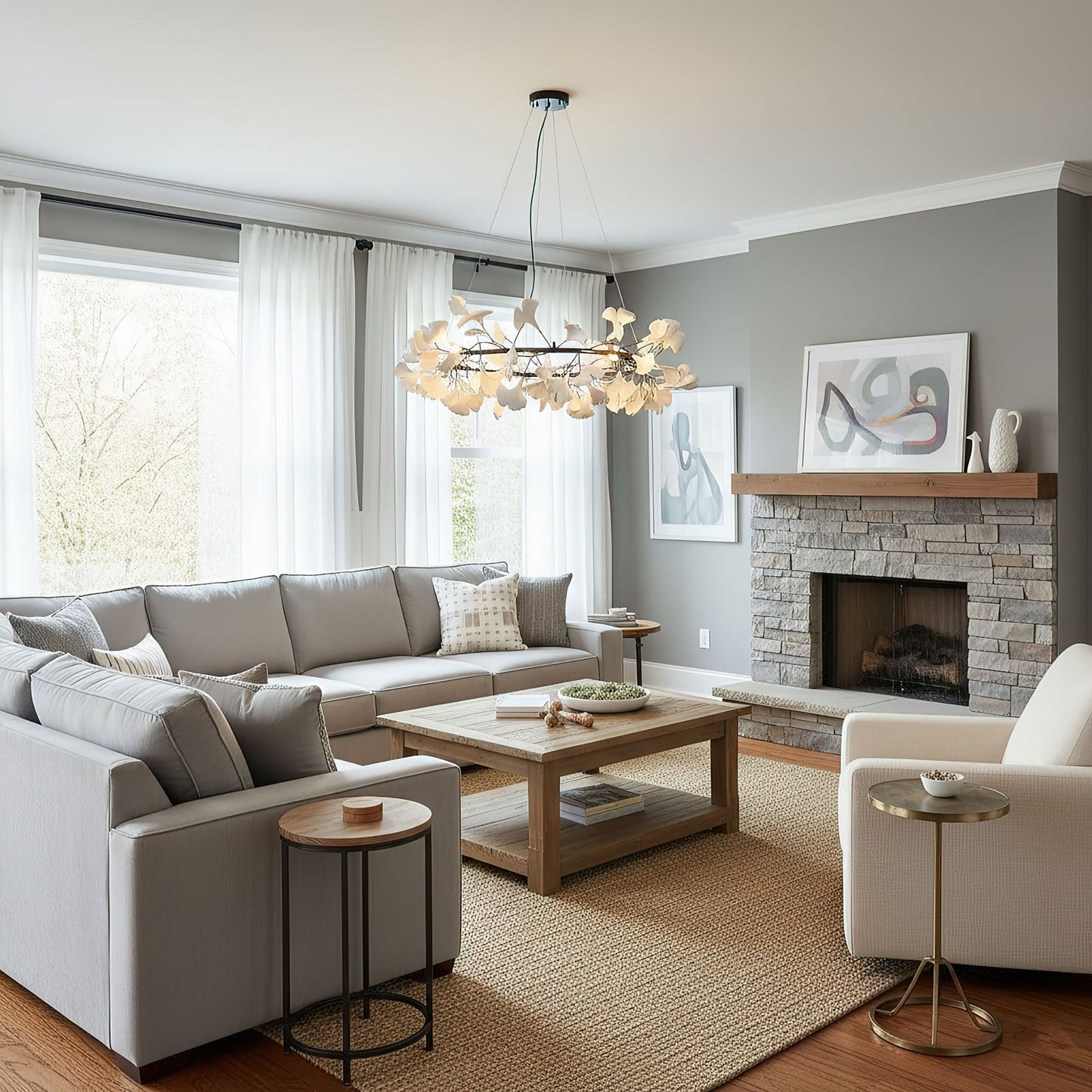 Gingko Crown Chandelier - Elegant Design with Adjustable Brightness