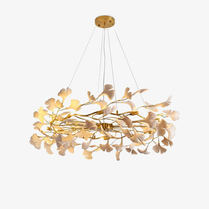Gingko Ring Chandelier - Modern LED Design with Adjustable Brightness