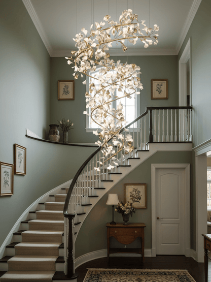 Gingko Spiral Leaf Chandelier - Elegant Design with LED Illumination
