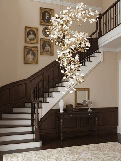 Gingko Spiral Leaf Chandelier - Elegant Design with LED Illumination