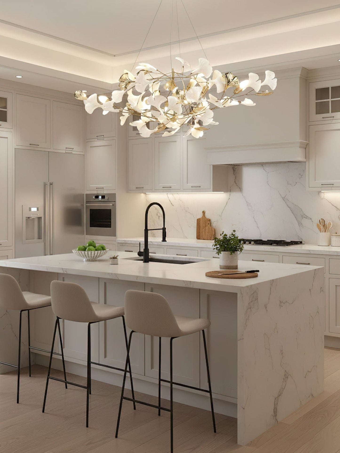 Gingko Cluster Chandelier - Modern Design, Adjustable Height, LED Ligh