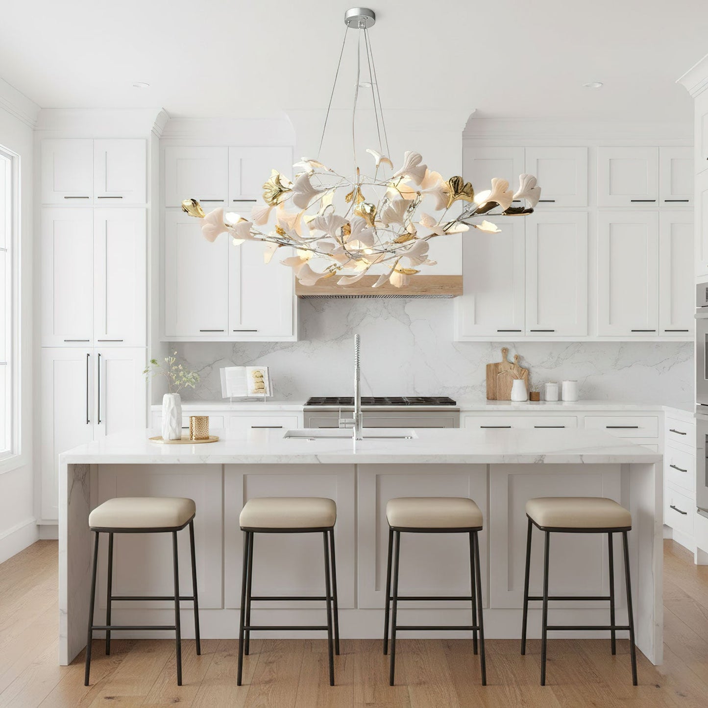 Gingko Cluster Chandelier - Modern Design, Adjustable Height, LED Ligh