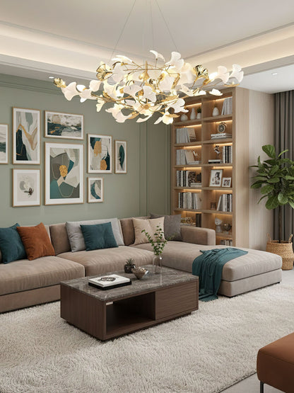 Gingko Cluster Chandelier - Modern Design, Adjustable Height, LED Ligh