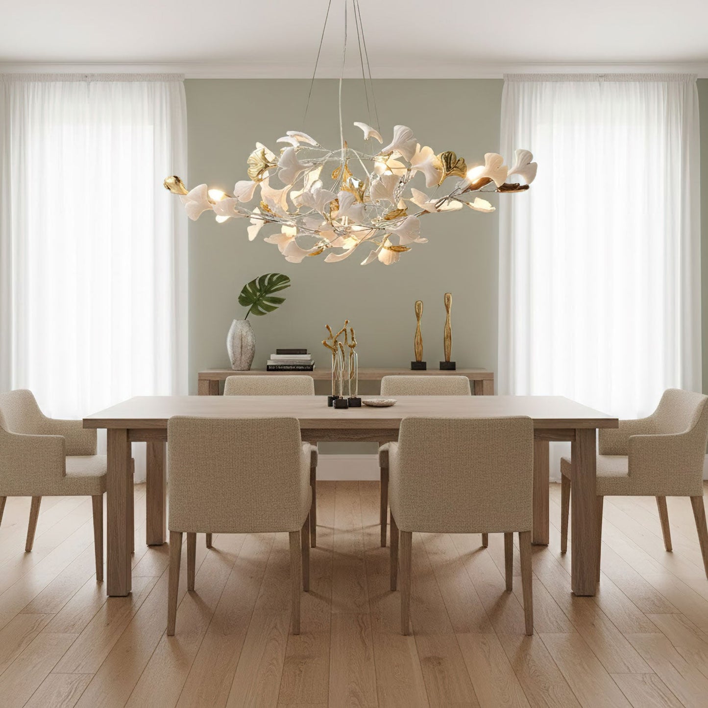 Gingko Cluster Chandelier - Modern Design, Adjustable Height, LED Ligh