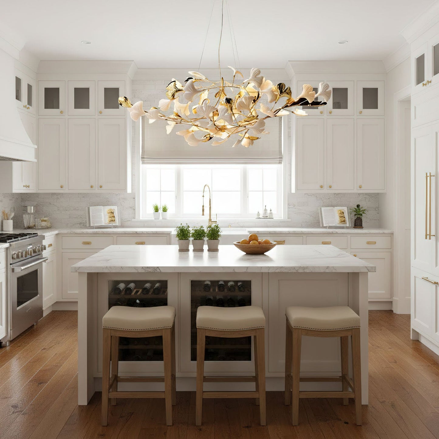 Gingko Cluster Chandelier - Modern Design, Adjustable Height, LED Ligh