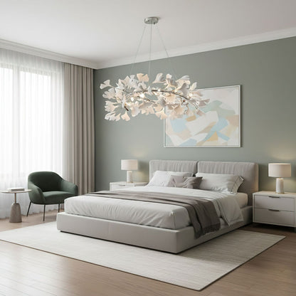 Gingko Halo Chandelier - Modern LED Lighting, Adjustable Height & Dimm