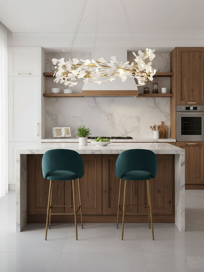 Gingko Halo Chandelier - Modern LED Lighting, Adjustable Height & Dimm