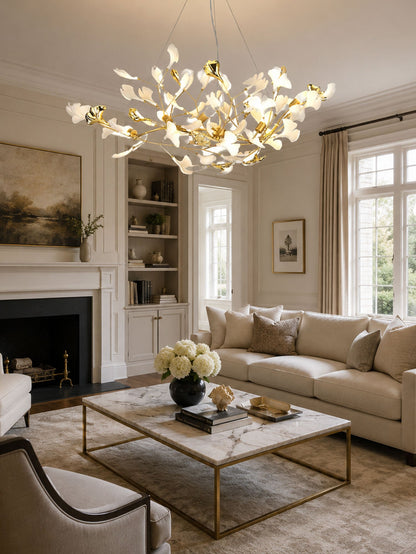 Gingko Cluster Chandelier - Modern Design, Adjustable Height, LED Ligh