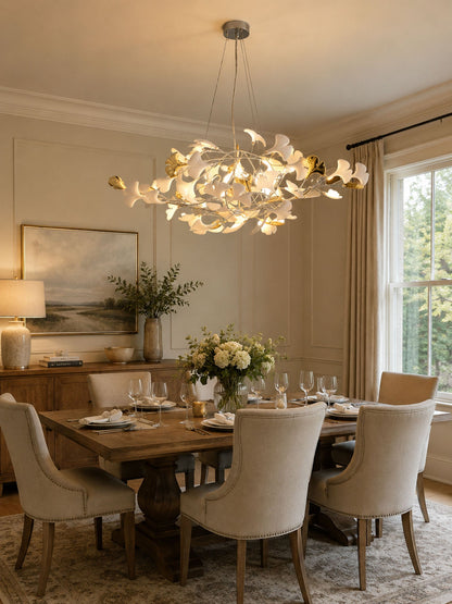 Gingko Cluster Chandelier - Modern Design, Adjustable Height, LED Ligh
