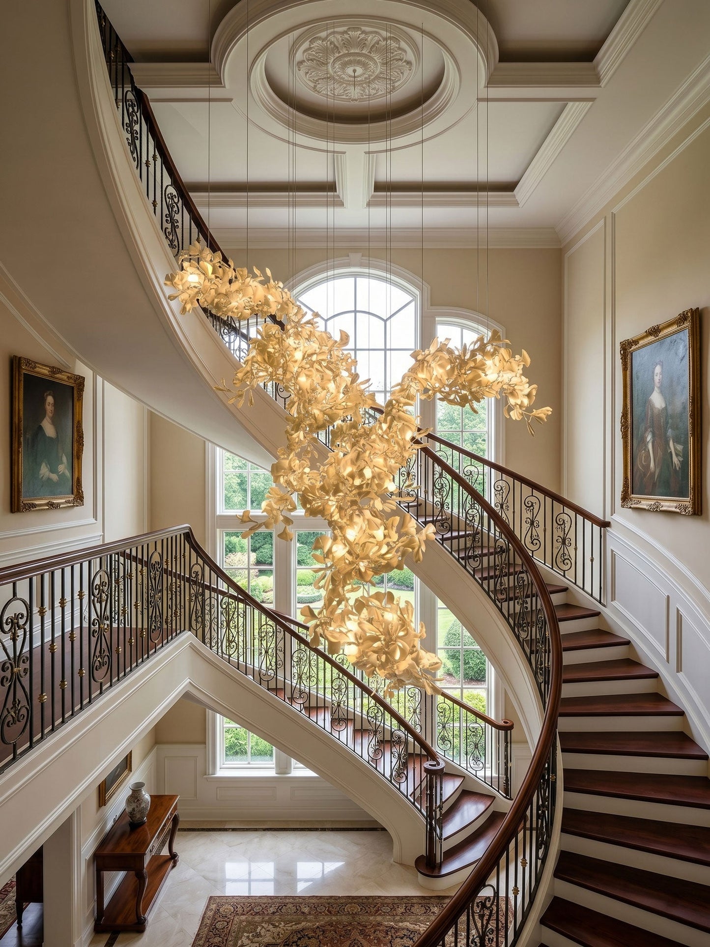 Gingko Combination Chandelier - Adjustable Height, Energy-Efficient LE