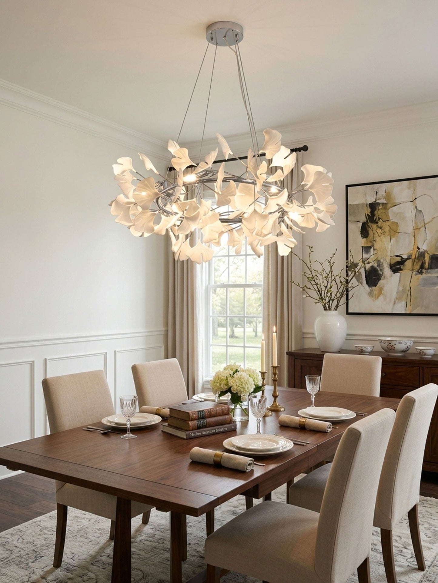 Gingko Crown Chandelier - Elegant Design with Adjustable Brightness