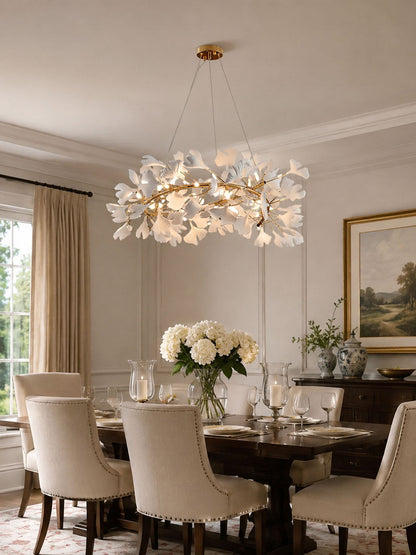 Gingko Halo Chandelier - Modern LED Lighting, Adjustable Height & Dimm