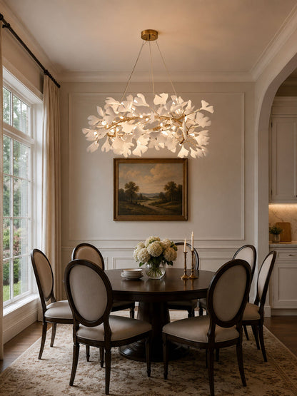 Gingko Halo Chandelier - Modern LED Lighting, Adjustable Height & Dimm
