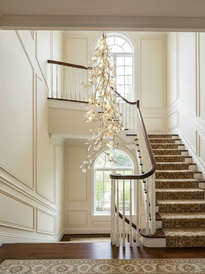 Gingko Cascade Branch Chandelier - Modern Design, Adjustable Height