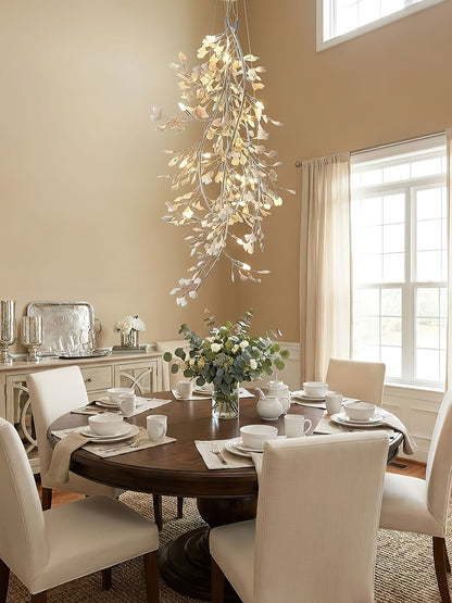 Gingko Cascade Branch Chandelier - Modern Design, Adjustable Height
