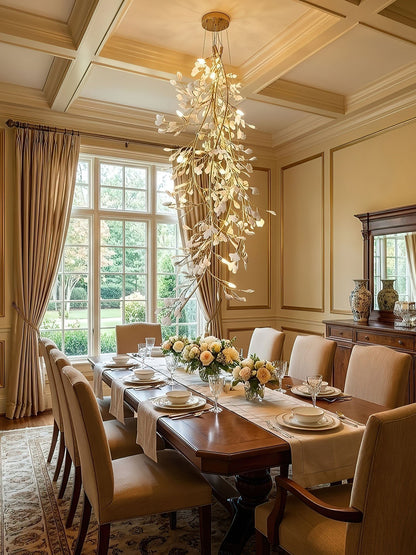 Gingko Cascade Branch Chandelier - Modern Design, Adjustable Height