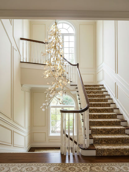 Gingko Cascade Branch Chandelier - Modern Design, Adjustable Height