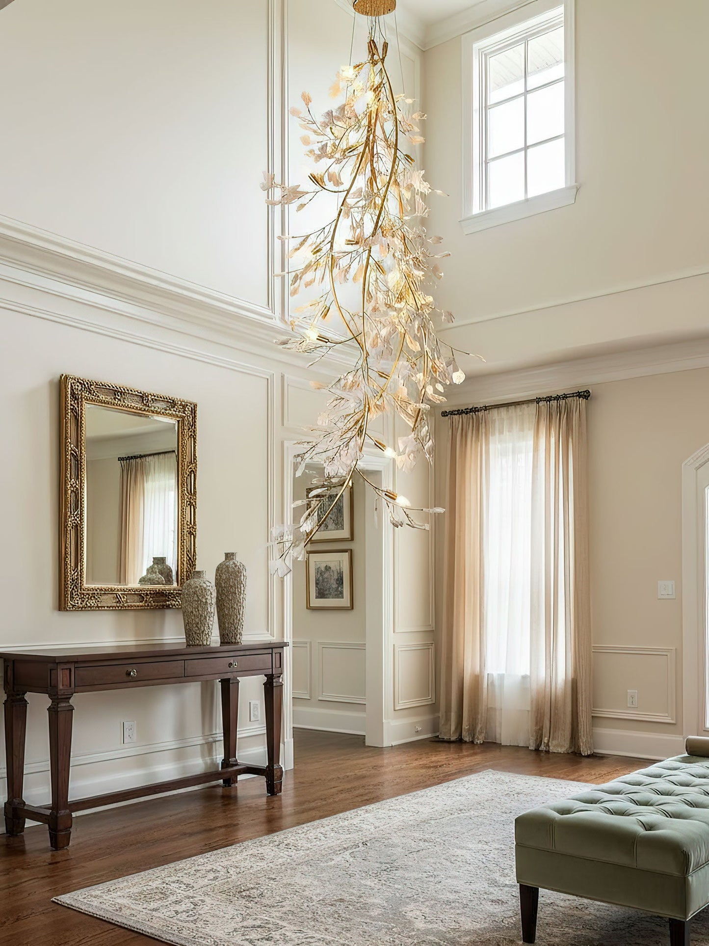 Gingko Cascade Branch Chandelier - Modern Design, Adjustable Height