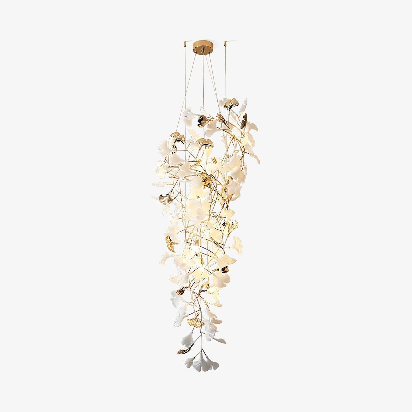 Gingko Cascade Leaf Chandelier - Elegant Modern Design with Adjustable