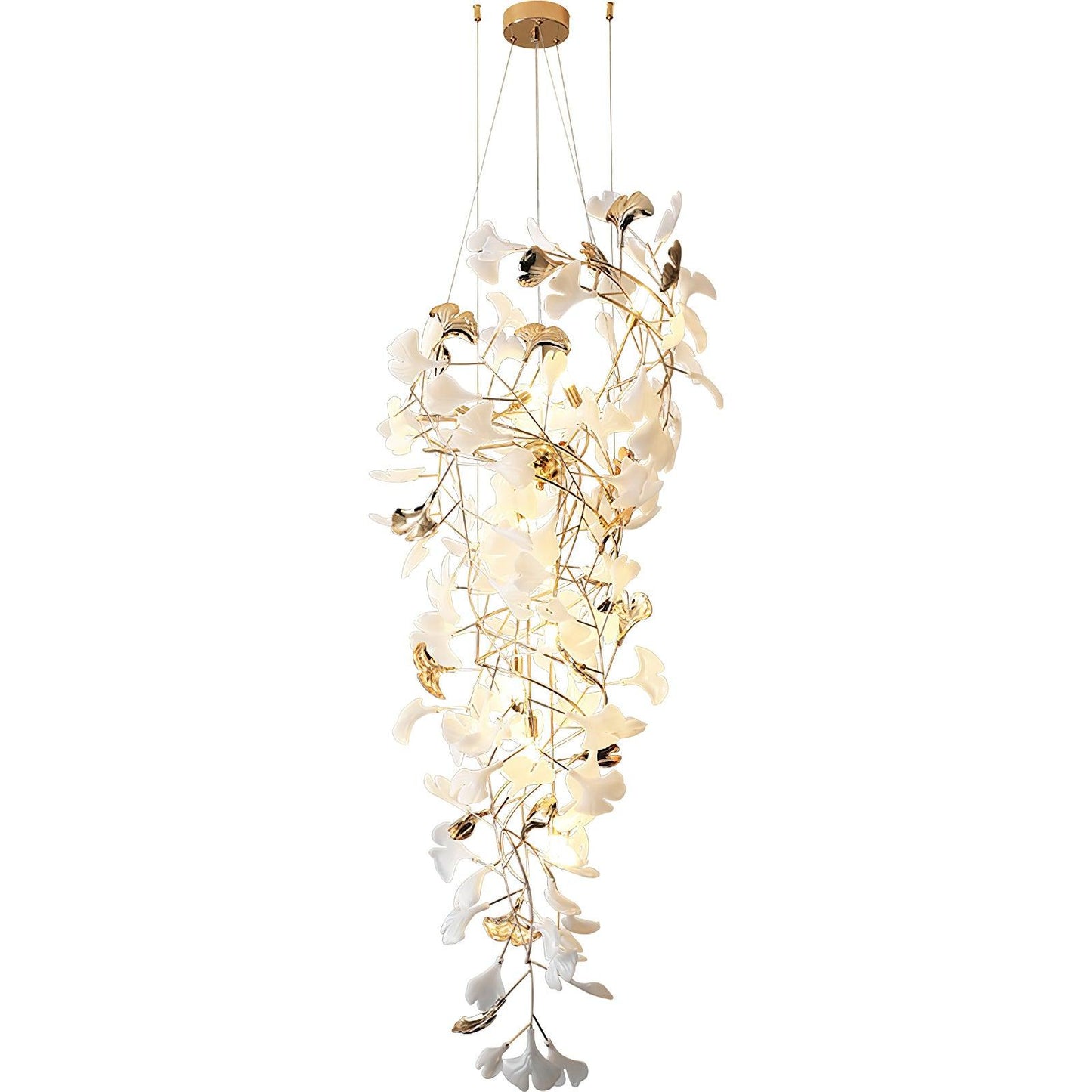 Gingko Cascade Leaf Chandelier - Elegant Modern Design with Adjustable