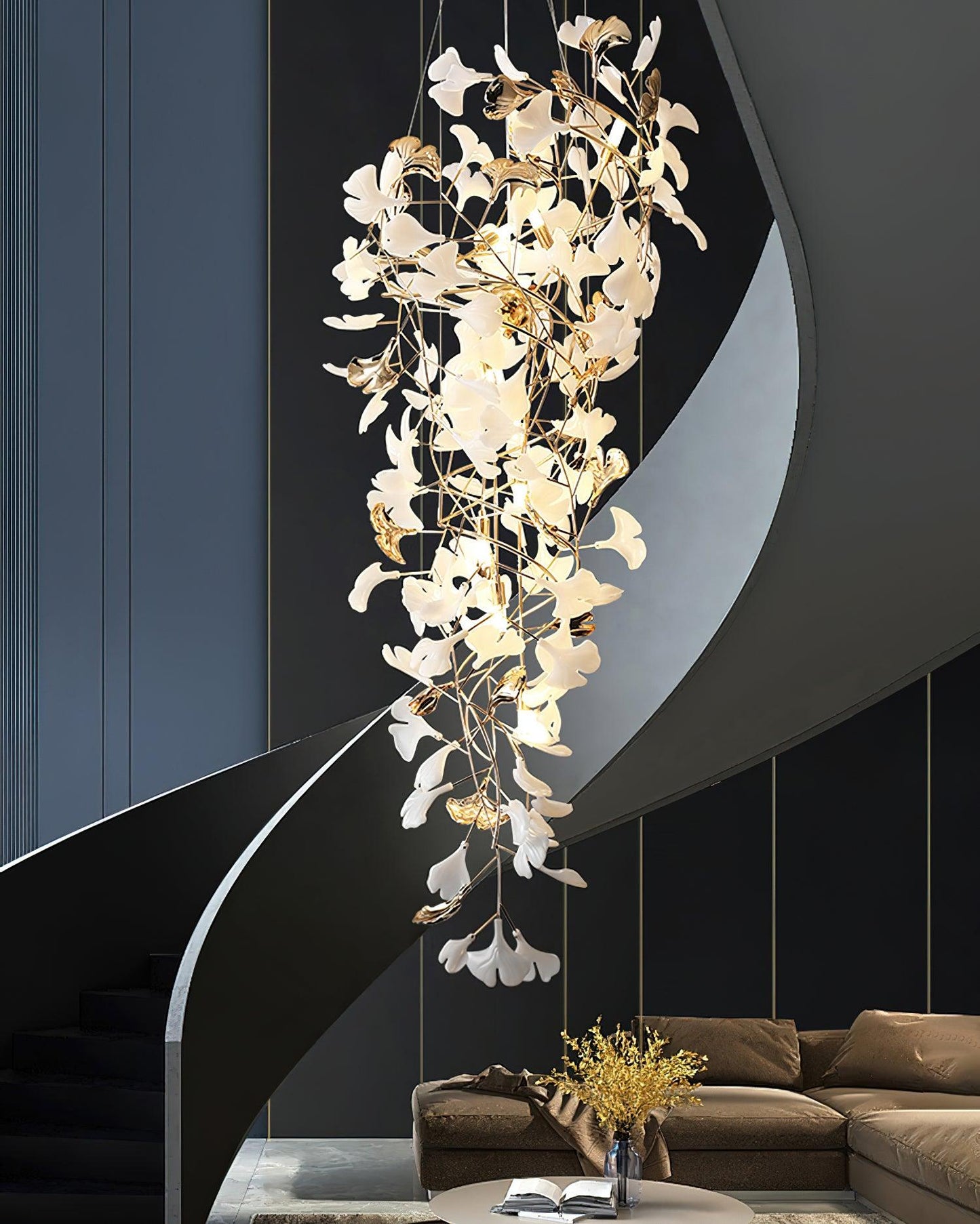 Gingko Cascade Leaf Chandelier - Elegant Modern Design with Adjustable