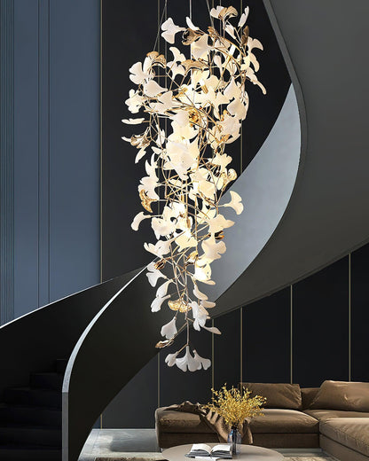 Gingko Cascade Leaf Chandelier - Elegant Modern Design with Adjustable