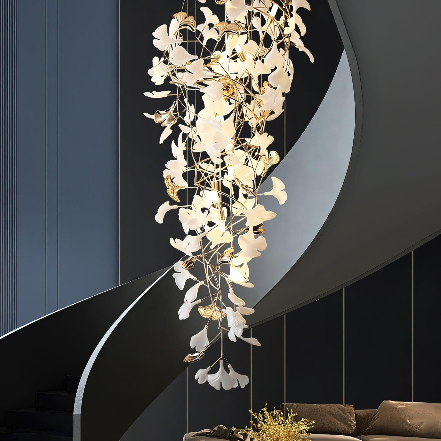 Gingko Cascade Leaf Chandelier - Elegant Modern Design with Adjustable
