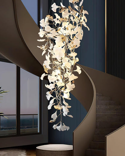 Gingko Cascade Leaf Chandelier - Elegant Modern Design with Adjustable