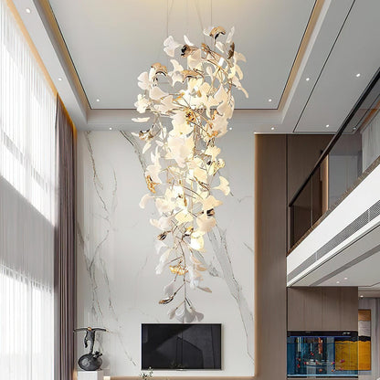 Gingko Cascade Leaf Chandelier - Elegant Modern Design with Adjustable