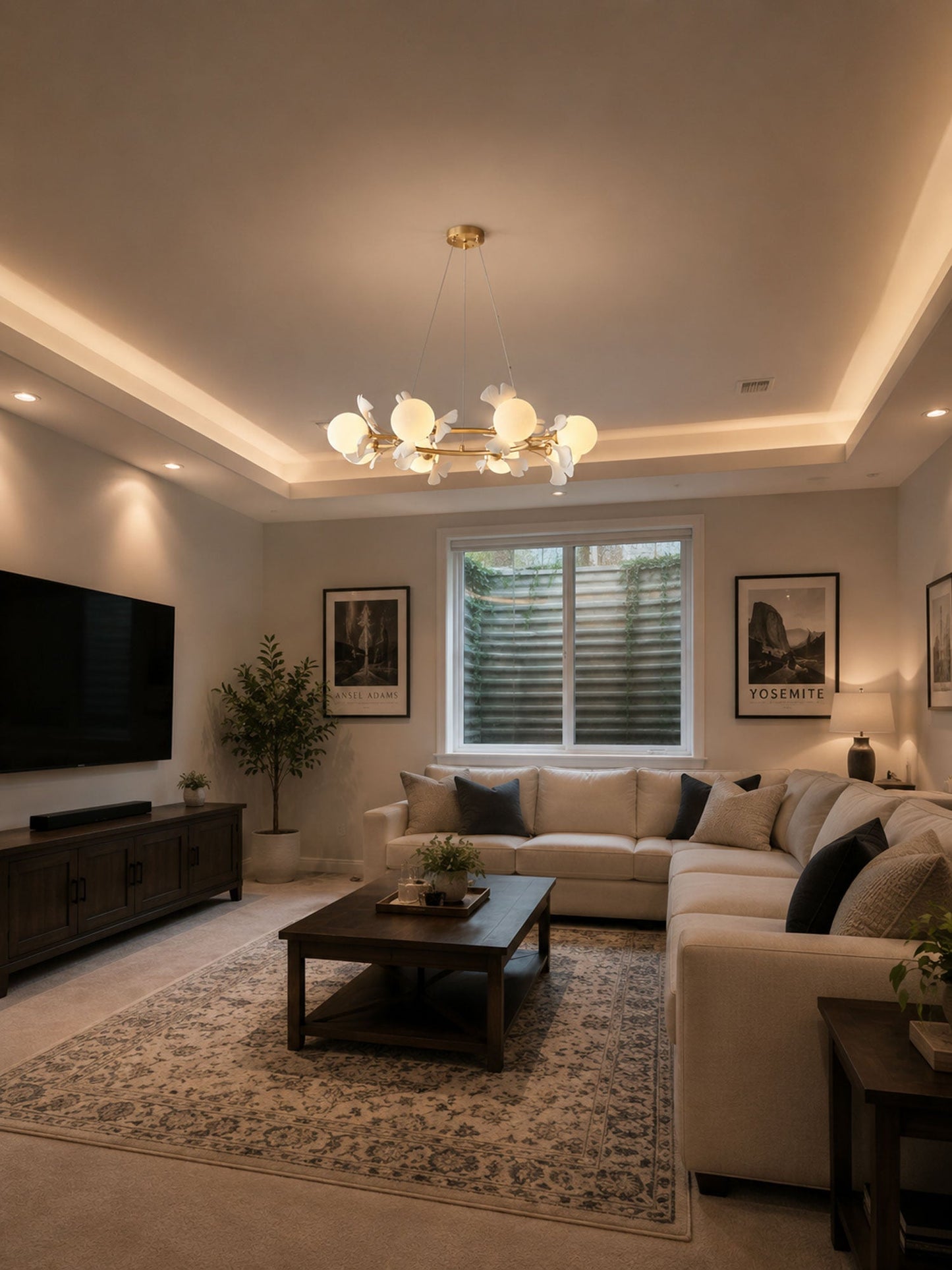 Gingko Orb Chandelier - Modern Design with Adjustable Brightness & LED