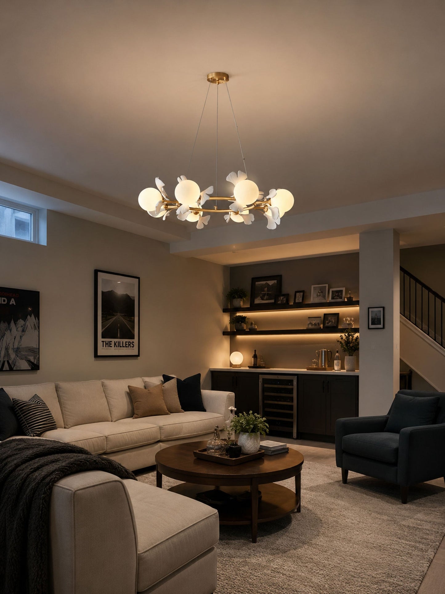 Gingko Orb Chandelier - Modern Design with Adjustable Brightness & LED