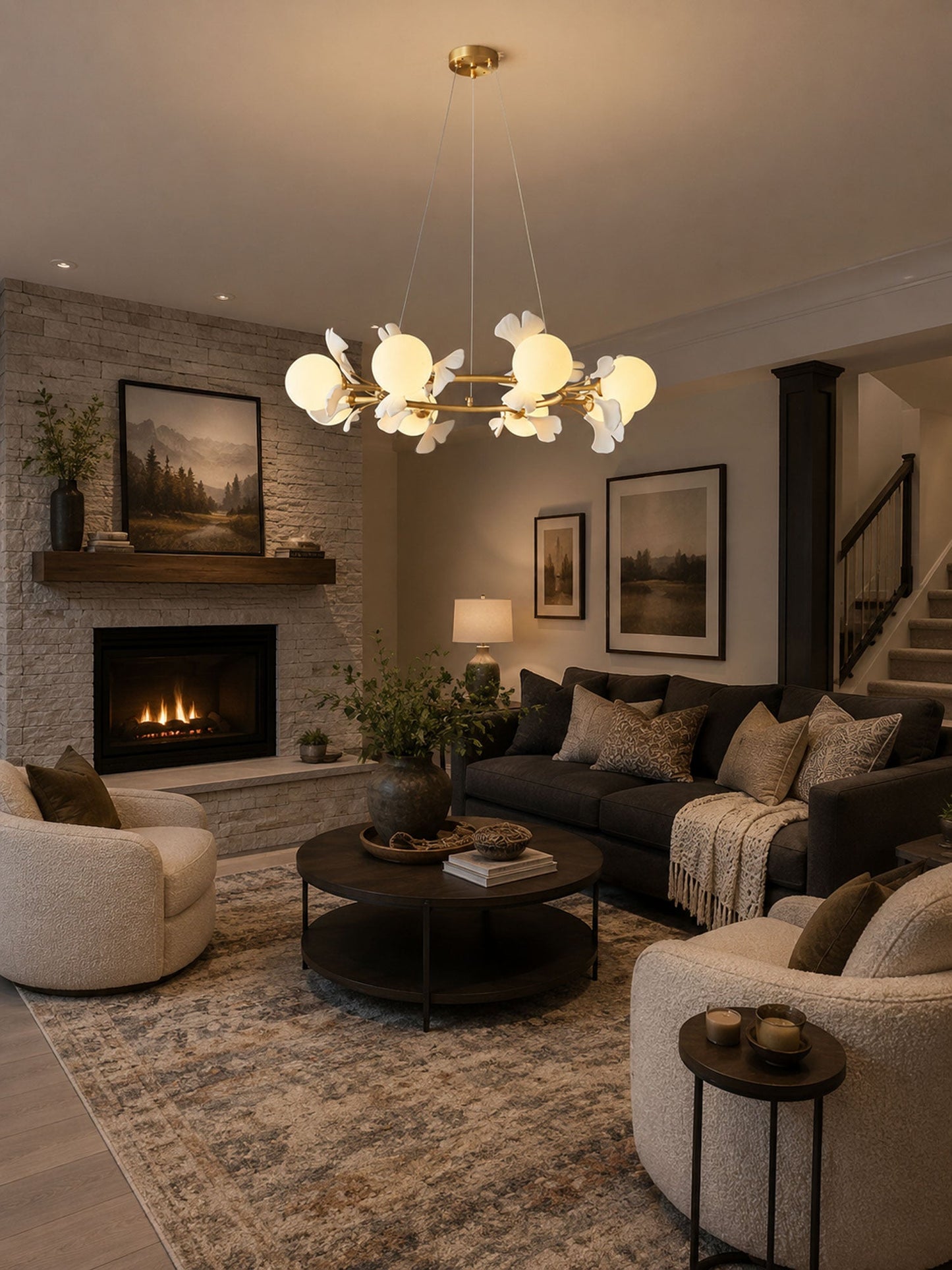 Gingko Orb Chandelier - Modern Design with Adjustable Brightness & LED