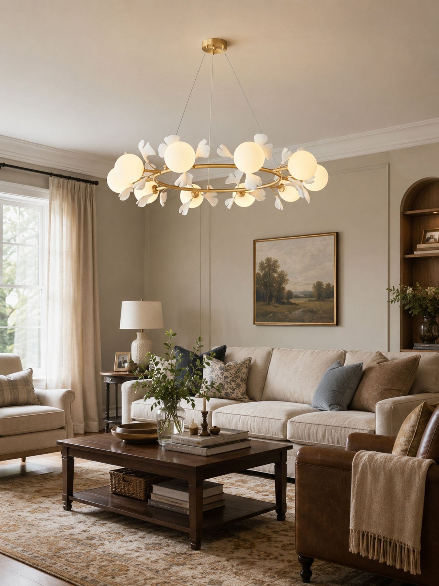 Gingko Orb Chandelier - Modern Design with Adjustable Brightness & LED