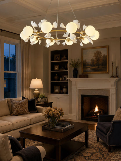 Gingko Orb Chandelier - Modern Design with Adjustable Brightness & LED