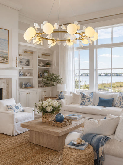 Gingko Orb Chandelier - Modern Design with Adjustable Brightness & LED