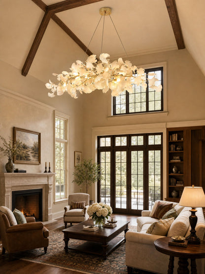 Gingko Plume Chandelier - Elegant Design with Adjustable Brightness