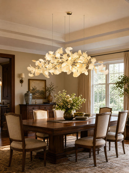 Gingko Plume Chandelier - Elegant Design with Adjustable Brightness