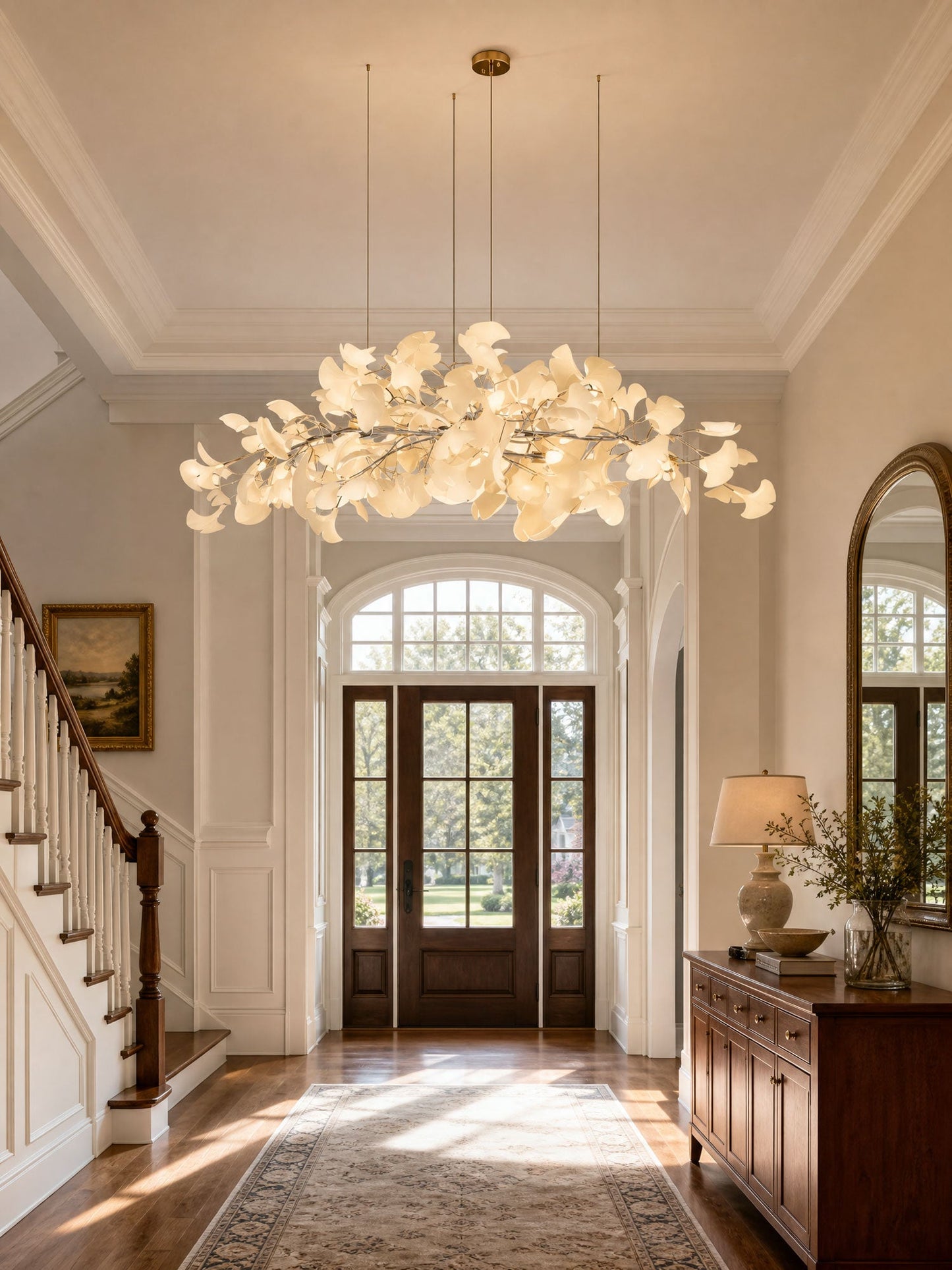 Gingko Plume Chandelier - Elegant Design with Adjustable Brightness