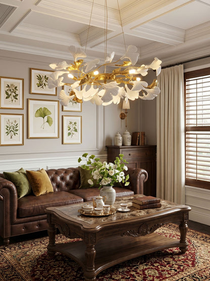 Gingko Ring Chandelier - Modern LED Design with Adjustable Brightness
