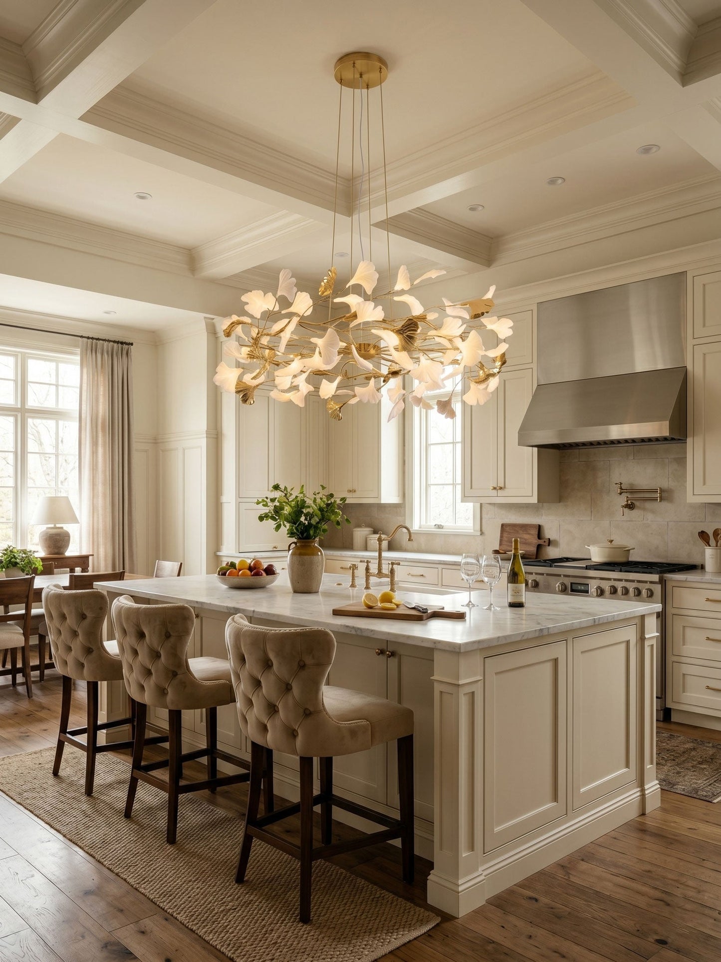 Gingko Ring Chandelier - Modern LED Design with Adjustable Brightness