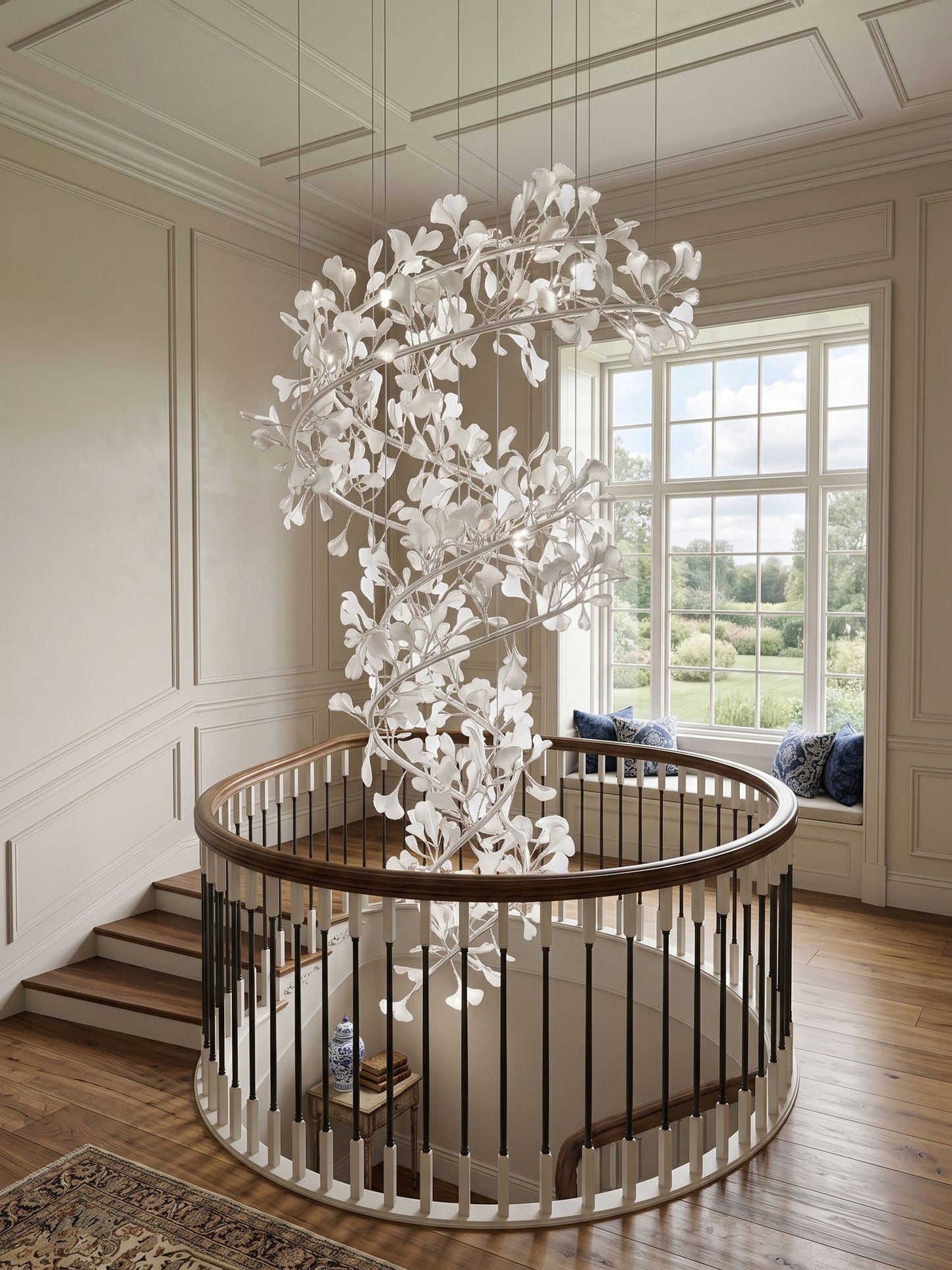 Gingko Spiral Leaf Chandelier - Elegant Design with LED Illumination