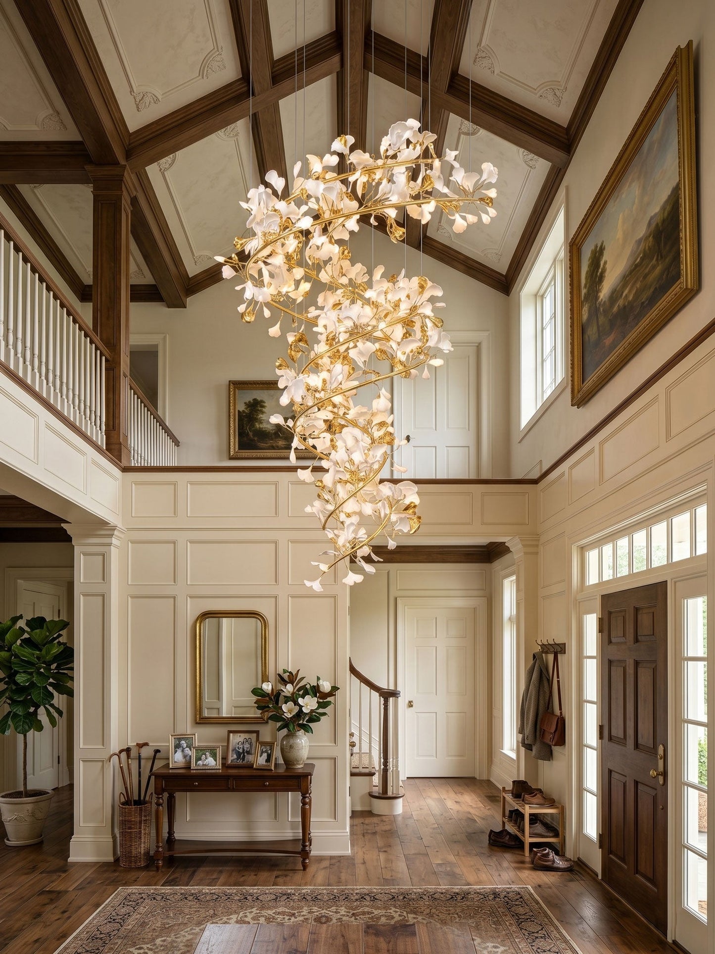 Gingko Spiral Leaf Chandelier - Elegant Design with LED Illumination