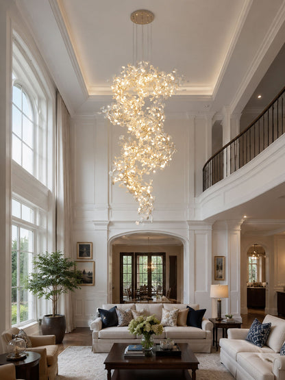 Gingko Vortex Modern Chandelier - Adjustable LED Lighting & Unique Des