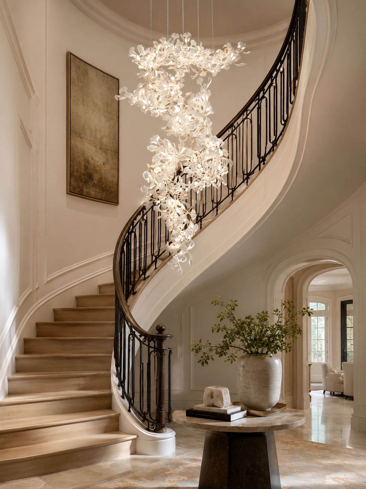 Gingko Vortex Modern Chandelier - Adjustable LED Lighting & Unique Des