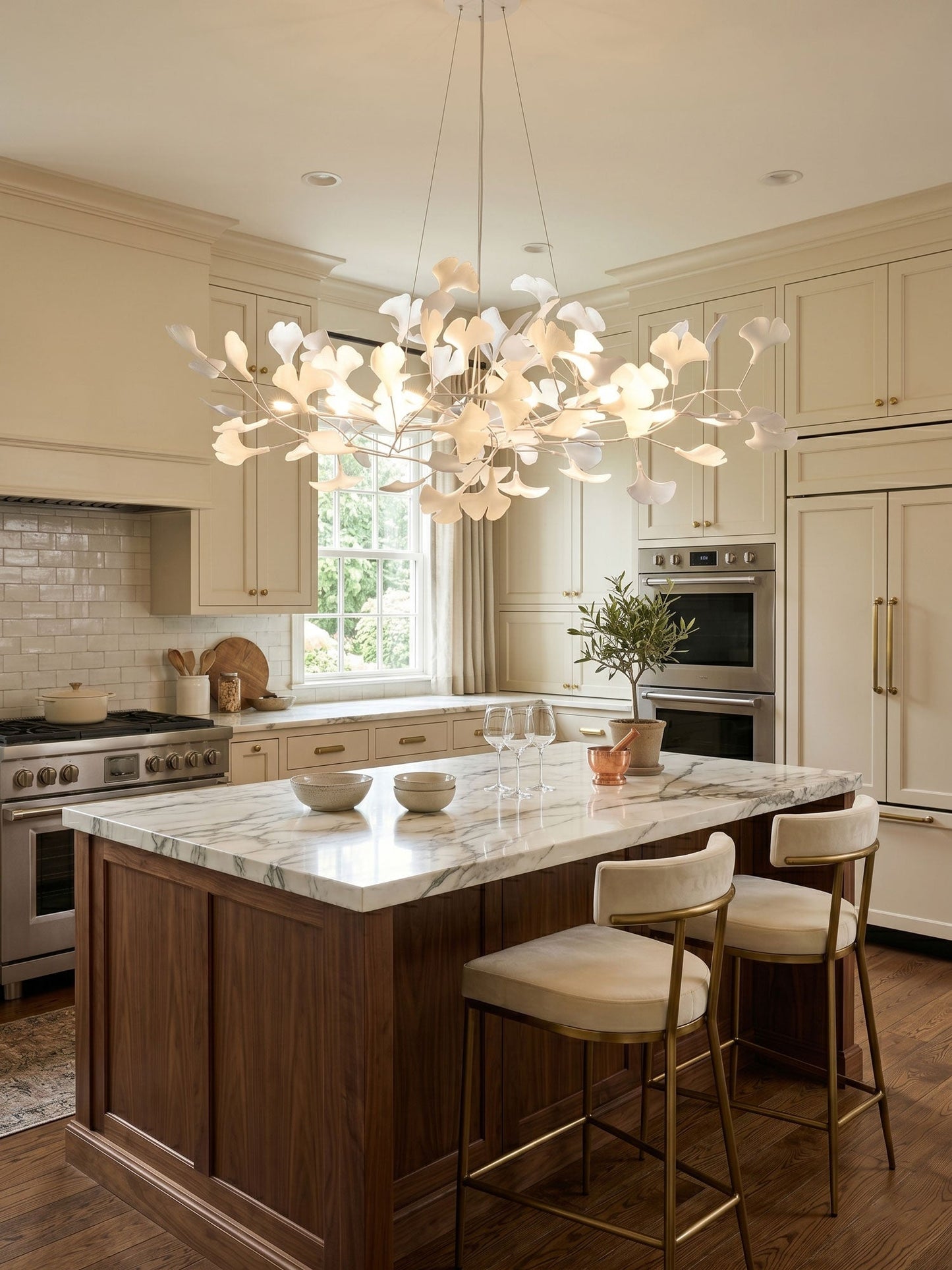 Gingko Wreath Chandelier - Elegant Design with Adjustable Brightness