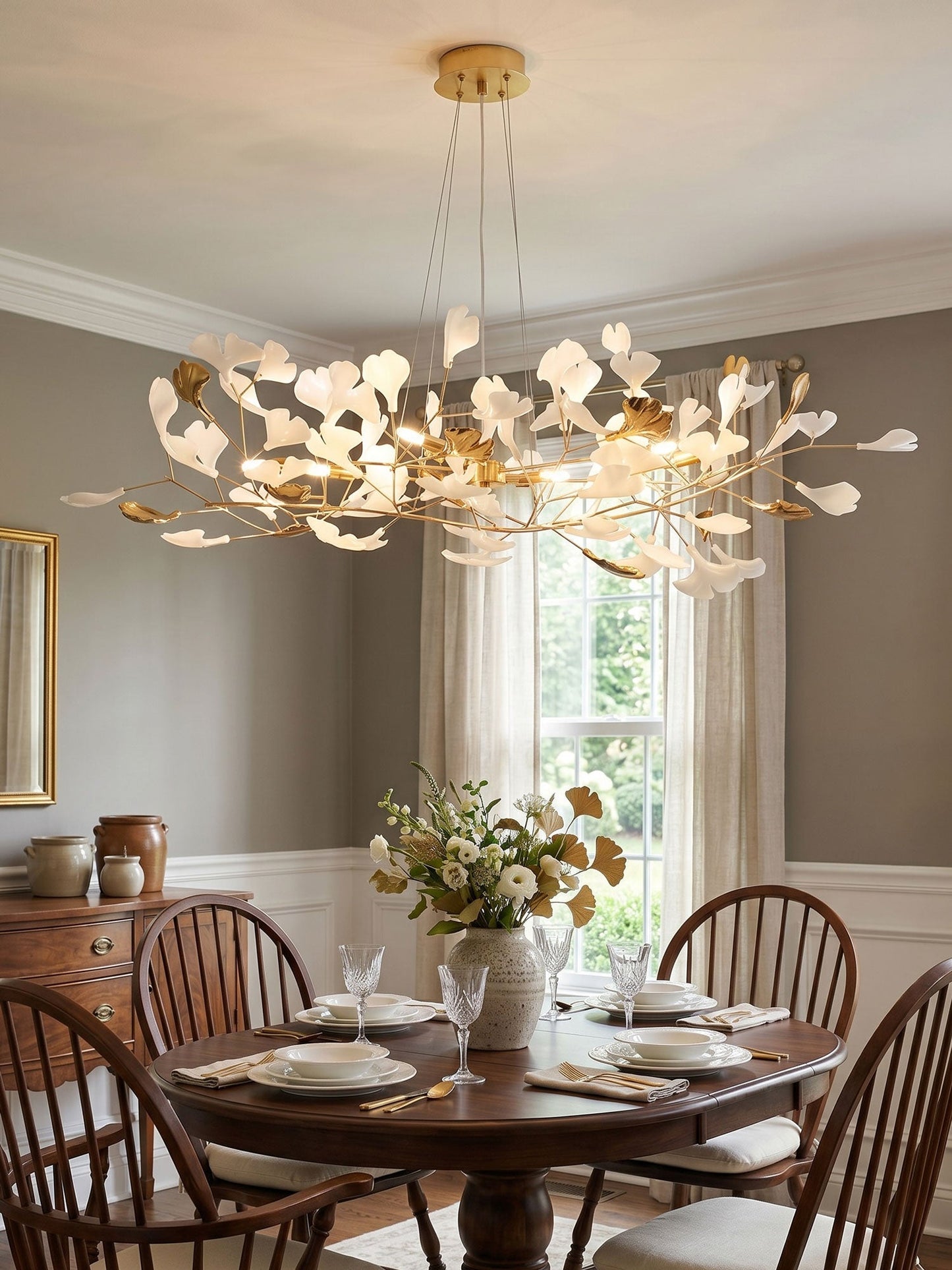 Gingko Wreath Chandelier - Elegant Design with Adjustable Brightness