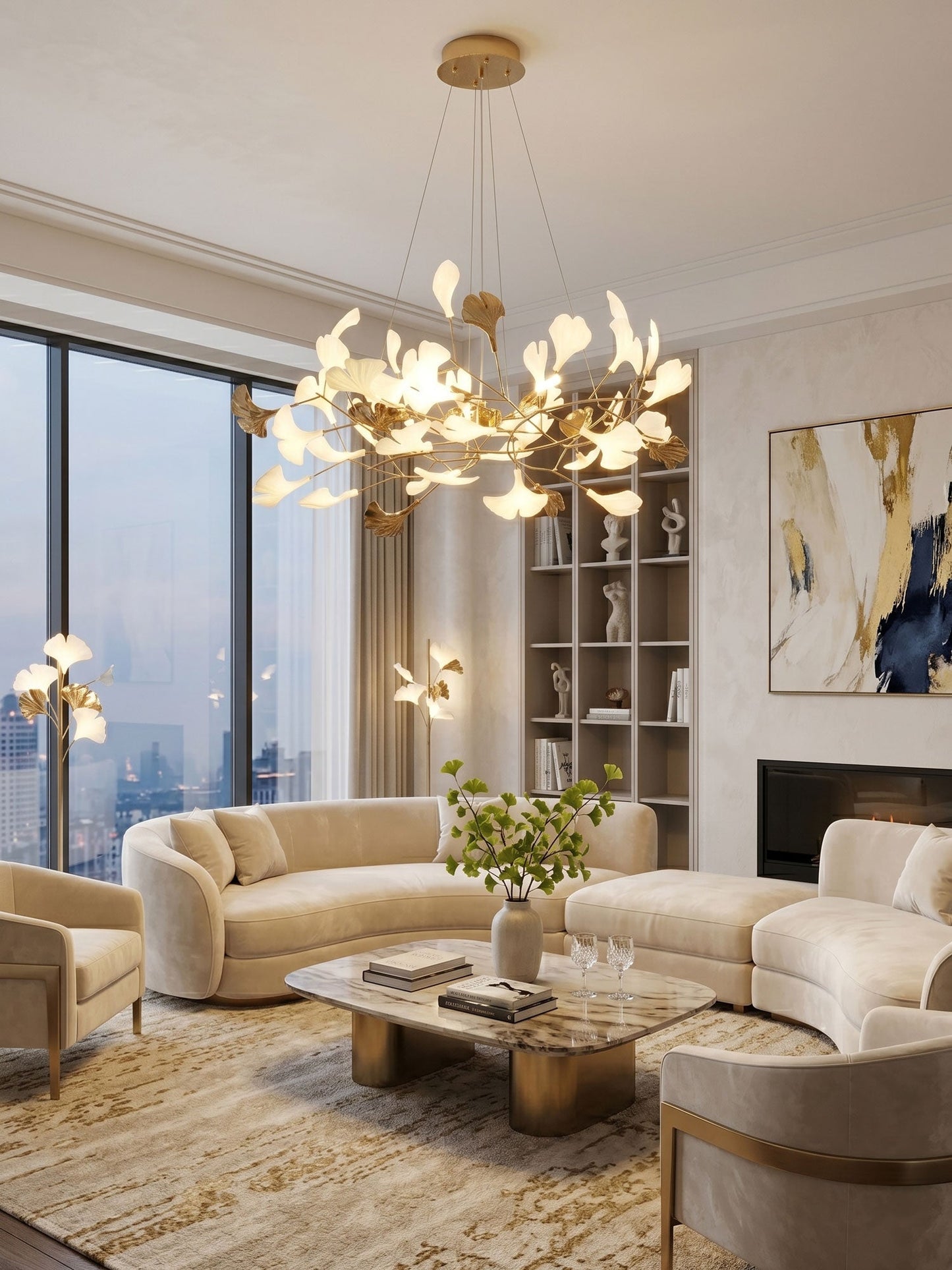 Gingko Wreath Chandelier - Elegant Design with Adjustable Brightness